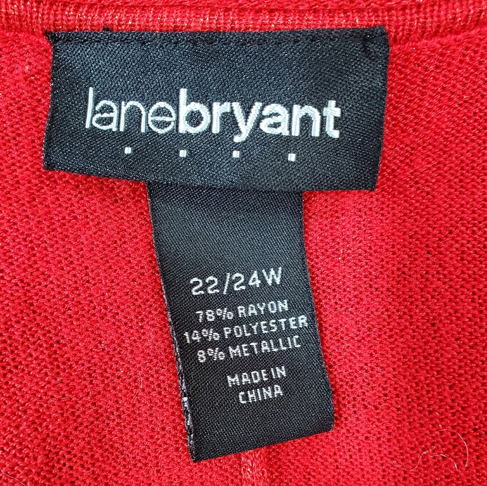 Lane Bryant Womens Plus Red Metallic Fleck Knit Lightweight Sweater ~ Pre-Owned - Picture 8 of 9